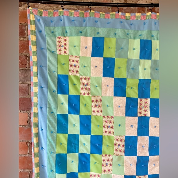 Vintage Tie Quilt 65” x 83” - Picture 2 of 9